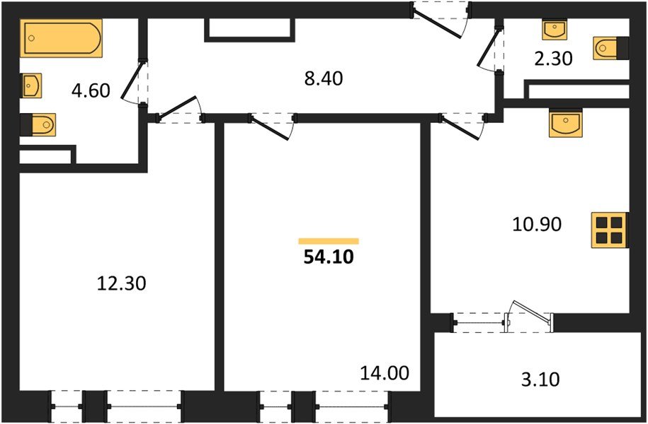Фото №1: 2-комнатная квартира 54 м² - Краснодар, Прикубанский внутригородской округ, мкр. ЖК Эрмитаж, ул. им. Мурата Ахеджака, 20
