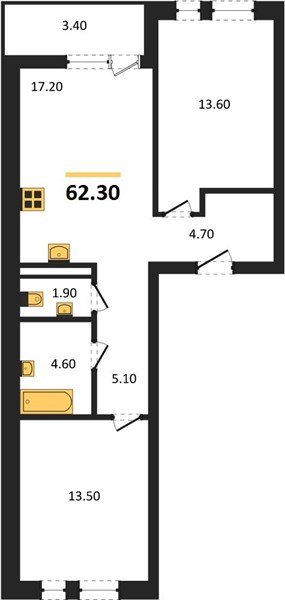 Фото №1: 2-комнатная квартира 62 м² - Краснодар, Прикубанский внутригородской округ, мкр. ЖК Эрмитаж, ул. им. Мурата Ахеджака, 20