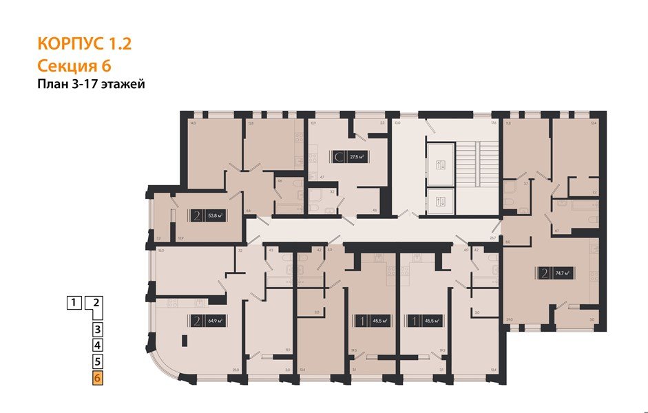 Фото №8: 2-комнатная квартира 74 м² - Краснодар, Прикубанский внутригородской округ, мкр. ЖК Эрмитаж, ул. им. Мурата Ахеджака, 20