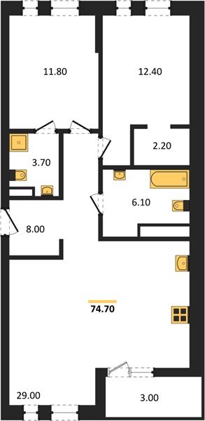 Фото №1: 2-комнатная квартира 74 м² - Краснодар, Прикубанский внутригородской округ, мкр. ЖК Эрмитаж, ул. им. Мурата Ахеджака, 20