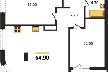Фото №1: 2-комнатная квартира 64 м² - Краснодар, мкр. ЖК Эрмитаж, ул. им. Мурата Ахеджака, 20