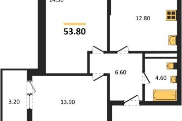 Фото №1: 2-комнатная квартира 53 м² - Краснодар, мкр. ЖК Эрмитаж, ул. им. Мурата Ахеджака, 20
