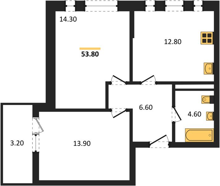 Фото №1: 2-комнатная квартира 53 м² - Краснодар, Прикубанский внутригородской округ, мкр. ЖК Эрмитаж, ул. им. Мурата Ахеджака, 20