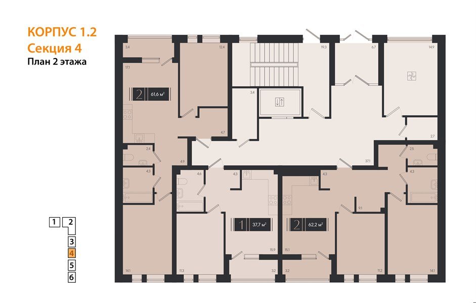 Фото №8: 2-комнатная квартира 62 м² - Краснодар, Прикубанский внутригородской округ, мкр. ЖК Эрмитаж, ул. им. Мурата Ахеджака, 20