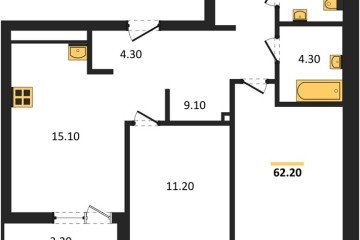 Фото №1: 2-комнатная квартира 62 м² - Краснодар, мкр. ЖК Эрмитаж, ул. им. Мурата Ахеджака, 20