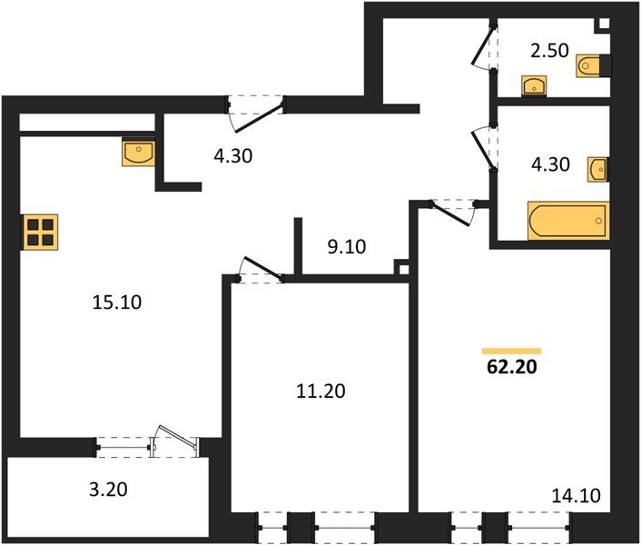 Фото №1: 2-комнатная квартира 62 м² - Краснодар, Прикубанский внутригородской округ, мкр. ЖК Эрмитаж, ул. им. Мурата Ахеджака, 20