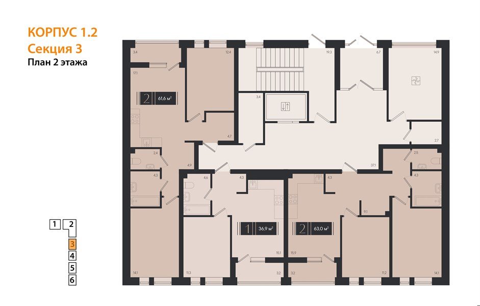 Фото №8: 2-комнатная квартира 63 м² - Краснодар, Прикубанский внутригородской округ, мкр. ЖК Эрмитаж, ул. им. Мурата Ахеджака, 20
