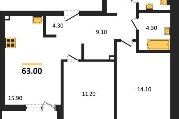 Фото №1: 2-комнатная квартира 63 м² - Краснодар, мкр. ЖК Эрмитаж, ул. им. Мурата Ахеджака, 20