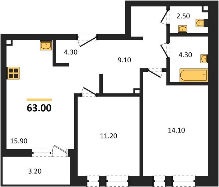 Фото №1: 2-комнатная квартира 63 м² - Краснодар, Прикубанский внутригородской округ, мкр. ЖК Эрмитаж, ул. им. Мурата Ахеджака, 20