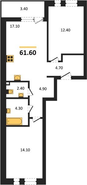 Фото №1: 2-комнатная квартира 61 м² - Краснодар, Прикубанский внутригородской округ, мкр. ЖК Эрмитаж, ул. им. Мурата Ахеджака, 20