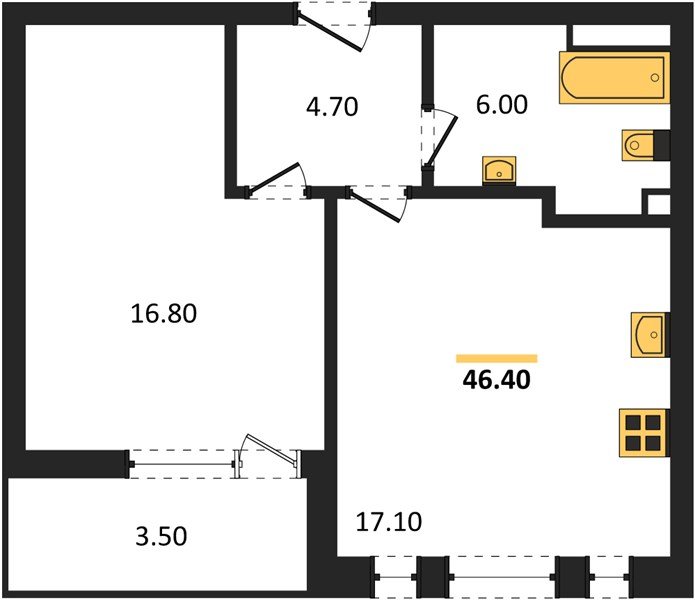 Фото №1: 1-комнатная квартира 46 м² - Краснодар, Прикубанский внутригородской округ, мкр. ЖК Эрмитаж, ул. им. Мурата Ахеджака, 20