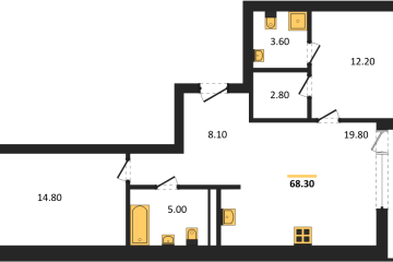 Фото №1: 2-комнатная квартира 68 м² - Краснодар, мкр. жилой комплекс Эрмитаж, 