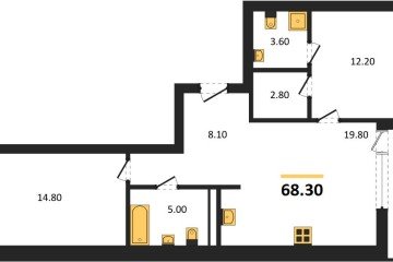 Фото №1: 2-комнатная квартира 68 м² - Краснодар, мкр. жилой комплекс Эрмитаж, 