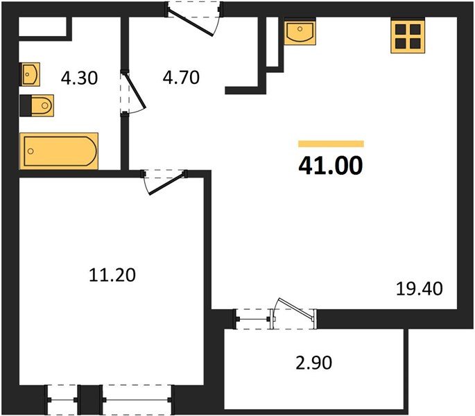 Фото №1: 1-комнатная квартира 41 м² - Краснодар, ЖК Эрмитаж, Прикубанский внутригородской округ, мкр. жилой комплекс Эрмитаж