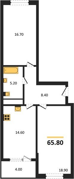 Фото №1: 2-комнатная квартира 67 м² - Краснодар, Карасунский внутригородской округ, мкр. ЖК Первое Место