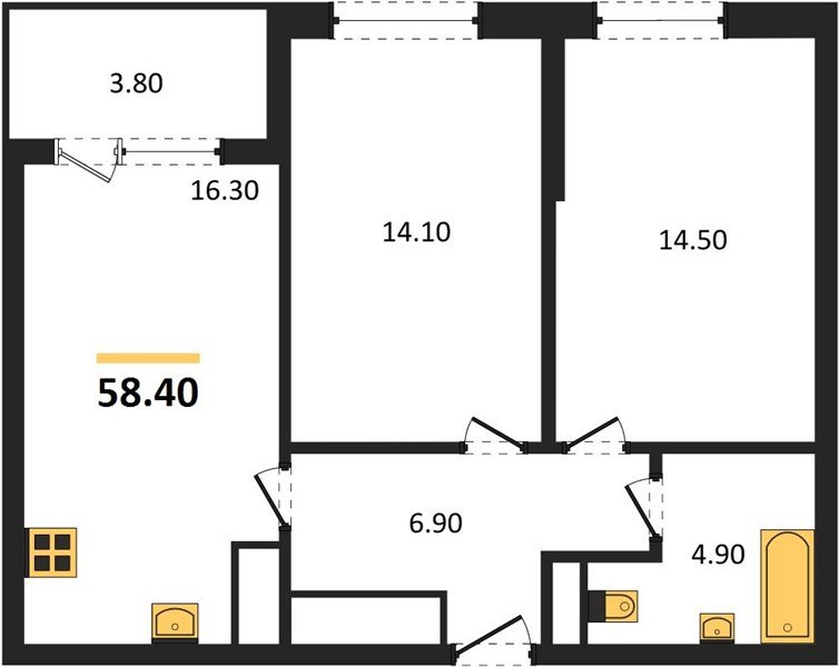 Фото №1: 2-комнатная квартира 60 м² - Краснодар, Карасунский внутригородской округ, мкр. ЖК Первое Место