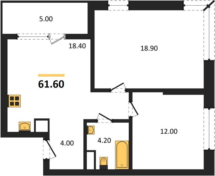 Фото №1: 2-комнатная квартира 61 м² - Краснодар, мкр. Карасунский внутригородской округ