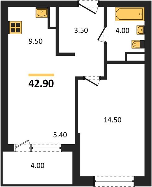 Фото №1: 1-комнатная квартира 42 м² - Краснодар, мкр. Карасунский внутригородской округ
