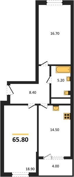 Фото №1: 2-комнатная квартира 67 м² - Краснодар, Карасунский внутригородской округ, мкр. ЖК Первое Место