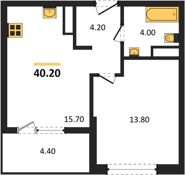 Фото №1: 1-комнатная квартира 40 м² - Краснодар, мкр. Карасунский внутригородской округ