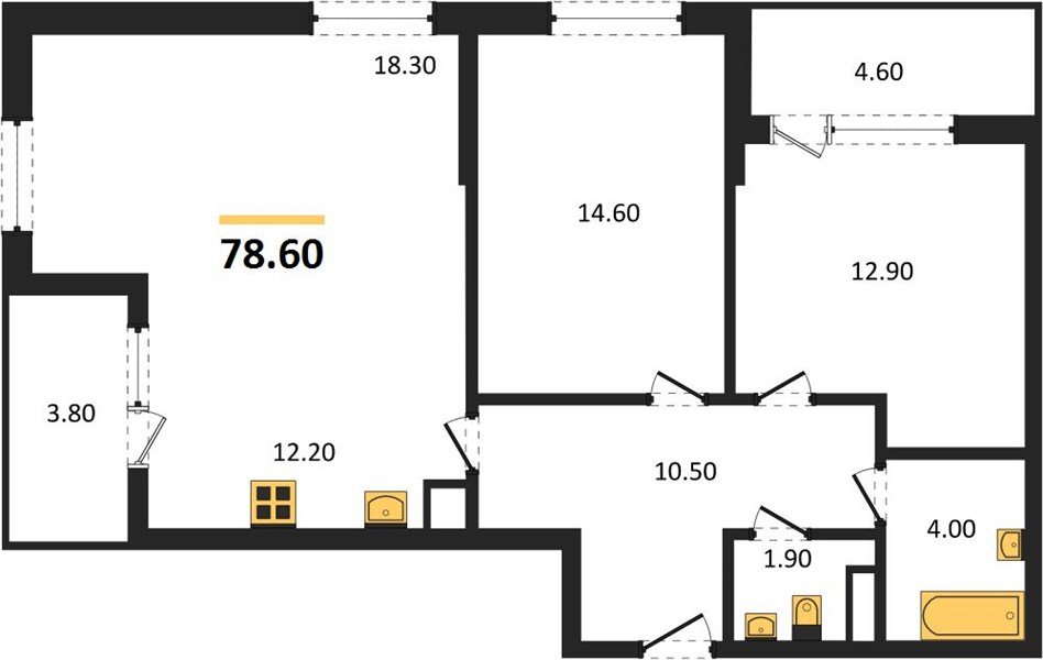 Фото №1: 3-комнатная квартира 78 м² - Краснодар, мкр. Карасунский внутригородской округ