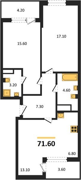 Фото №1: 2-комнатная квартира 71 м² - Краснодар, мкр. Карасунский внутригородской округ