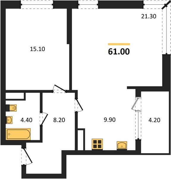 Фото №1: 2-комнатная квартира 61 м² - Краснодар, мкр. Карасунский внутригородской округ
