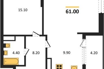 Фото №1: 2-комнатная квартира 61 м² - Краснодар, мкр. Карасунский внутригородской округ, 