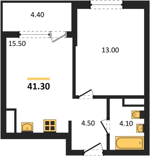Фото №1: 1-комнатная квартира 41 м² - Краснодар, мкр. Карасунский внутригородской округ