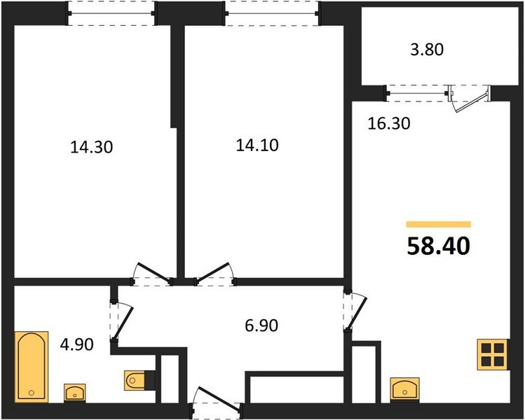 Фото №1: 2-комнатная квартира 60 м² - Краснодар, Карасунский внутригородской округ, мкр. ЖК Первое Место