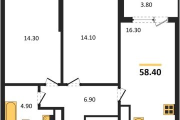Фото №1: 2-комнатная квартира 60 м² - Краснодар, мкр. ЖК Первое Место,