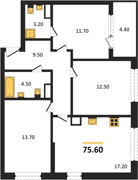 Фото №1: 3-комнатная квартира 75 м² - Краснодар, мкр. Карасунский внутригородской округ