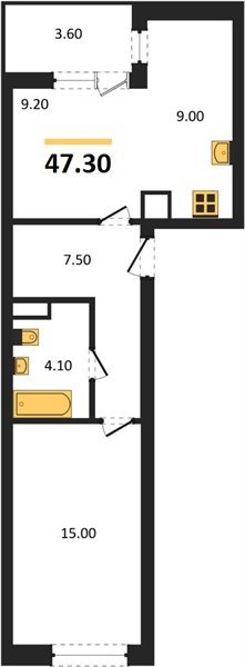 Фото №1: 1-комнатная квартира 47 м² - Краснодар, мкр. Карасунский внутригородской округ