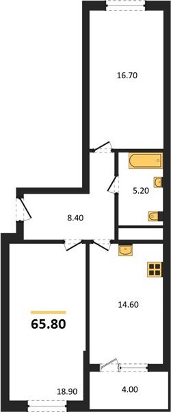 Фото №1: 2-комнатная квартира 67 м² - Краснодар, Карасунский внутригородской округ, мкр. ЖК Первое Место