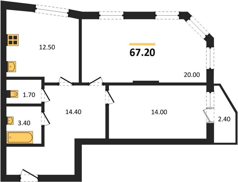 Фото №1: 2-комнатная квартира 67 м² - Краснодар, жилой комплекс Зеленодар, мкр. Прикубанский внутригородской округ