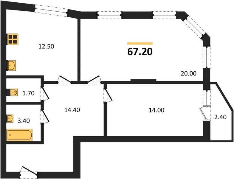 Фото №1: 2-комнатная квартира 67 м² - Краснодар, жилой комплекс Зеленодар, мкр. Прикубанский внутригородской округ