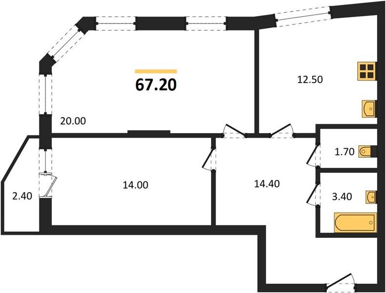 Фото №1: 2-комнатная квартира 67 м² - Краснодар, жилой комплекс Зеленодар, 