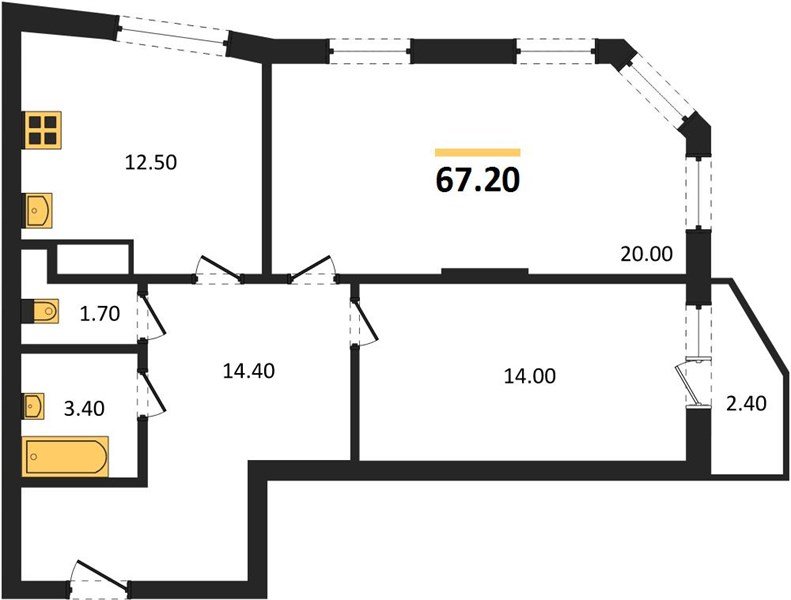 Фото №1: 2-комнатная квартира 67 м² - Краснодар, жилой комплекс Зеленодар, 