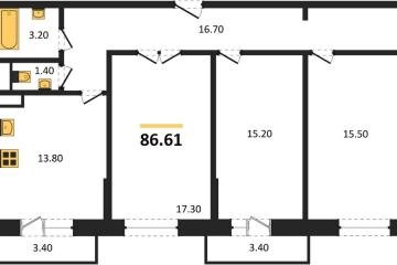 Фото №1: 3-комнатная квартира 86 м² - Краснодар, мкр. 9-й километр, ул. Ярославская, 115лит7