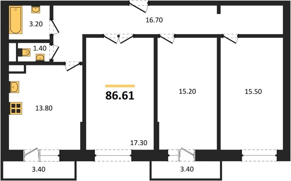 Фото №1: 3-комнатная квартира 86 м² - Краснодар, Прикубанский внутригородской округ, жилой комплекс Небо, мкр. 9-й километр, ул. Ярославская, 115лит7
