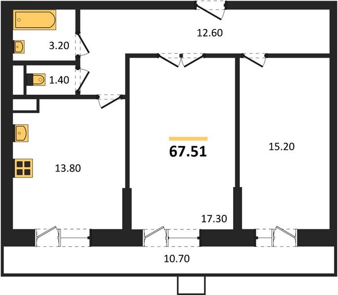 Фото №1: 2-комнатная квартира 67 м² - Краснодар, Прикубанский внутригородской округ, жилой комплекс Небо, мкр. 9-й километр, ул. Ярославская, 115лит7