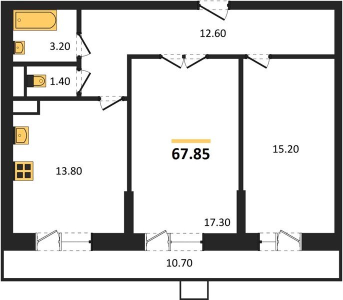 Фото №1: 2-комнатная квартира 67 м² - Краснодар, Прикубанский внутригородской округ, жилой комплекс Небо, мкр. 9-й километр, ул. Ярославская, 115лит7