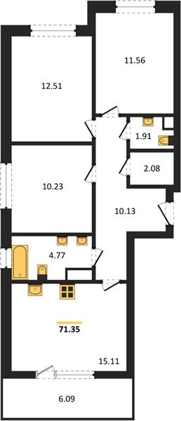 Фото №1: 3-комнатная квартира 70 м² - Краснодар, жилой комплекс Друзья, мкр. Прикубанский внутригородской округ