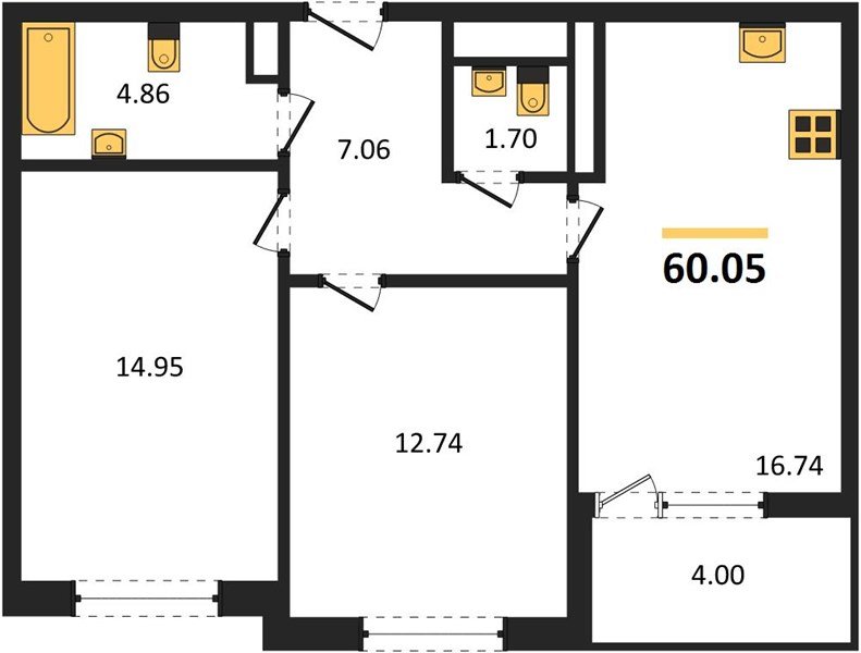 Фото №1: 2-комнатная квартира 58 м² - Краснодар, жилой комплекс Друзья, мкр. Прикубанский внутригородской округ
