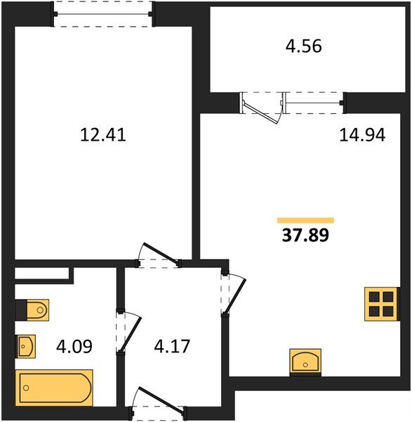 Фото №1: 1-комнатная квартира 37 м² - Краснодар, жилой комплекс Друзья, мкр. Прикубанский внутригородской округ