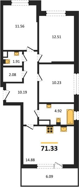 Фото №1: 3-комнатная квартира 70 м² - Краснодар, жилой комплекс Друзья, мкр. Прикубанский внутригородской округ
