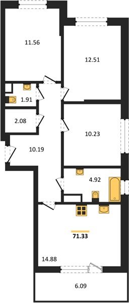 Фото №1: 3-комнатная квартира 70 м² - Краснодар, жилой комплекс Друзья, мкр. Прикубанский внутригородской округ