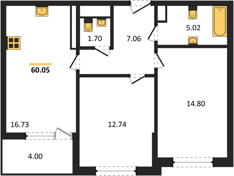 Фото №1: 2-комнатная квартира 59 м² - Краснодар, жилой комплекс Друзья, мкр. Прикубанский внутригородской округ