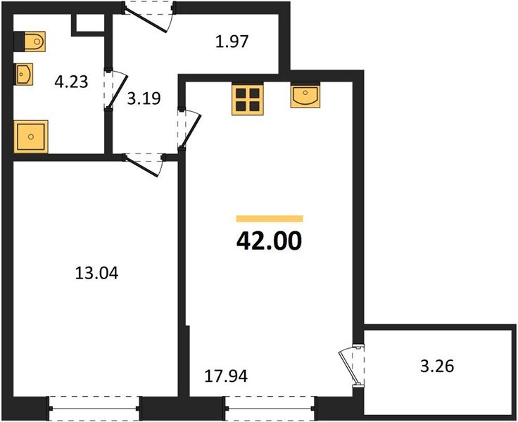 Фото №1: 1-комнатная квартира 42 м² - Краснодар, жилой комплекс Друзья, 