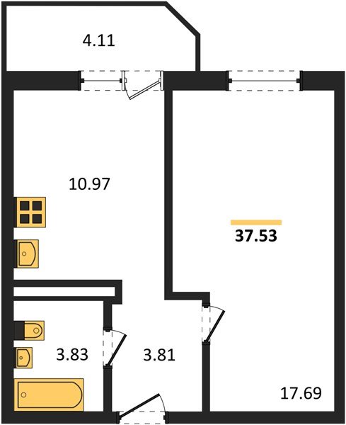 Фото №1: 1-комнатная квартира 37 м² - Крымск, Надежда, ул. Надежды, 11